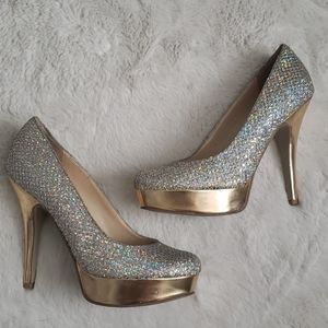 Silver and Gold Holographic Glitter Pumps